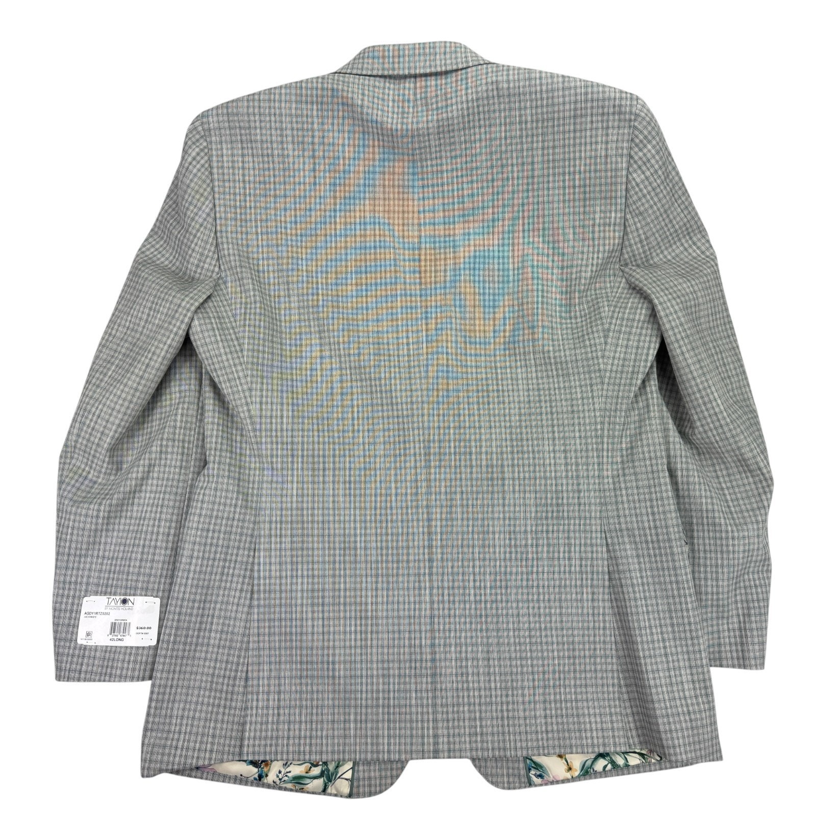 Tayion Mens Agordy Regular Fit Plaid Suit Jacket Gray Green 42l — image 5 of 6